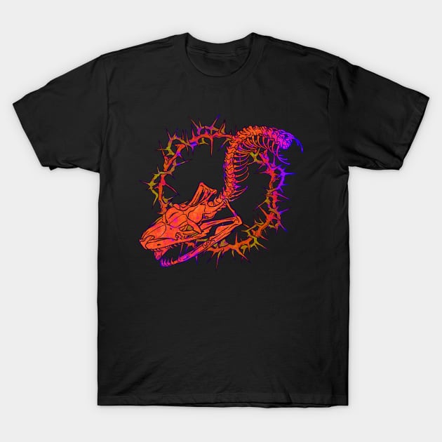 Grungy Boa Skull V2 T-Shirt by Crude Casey